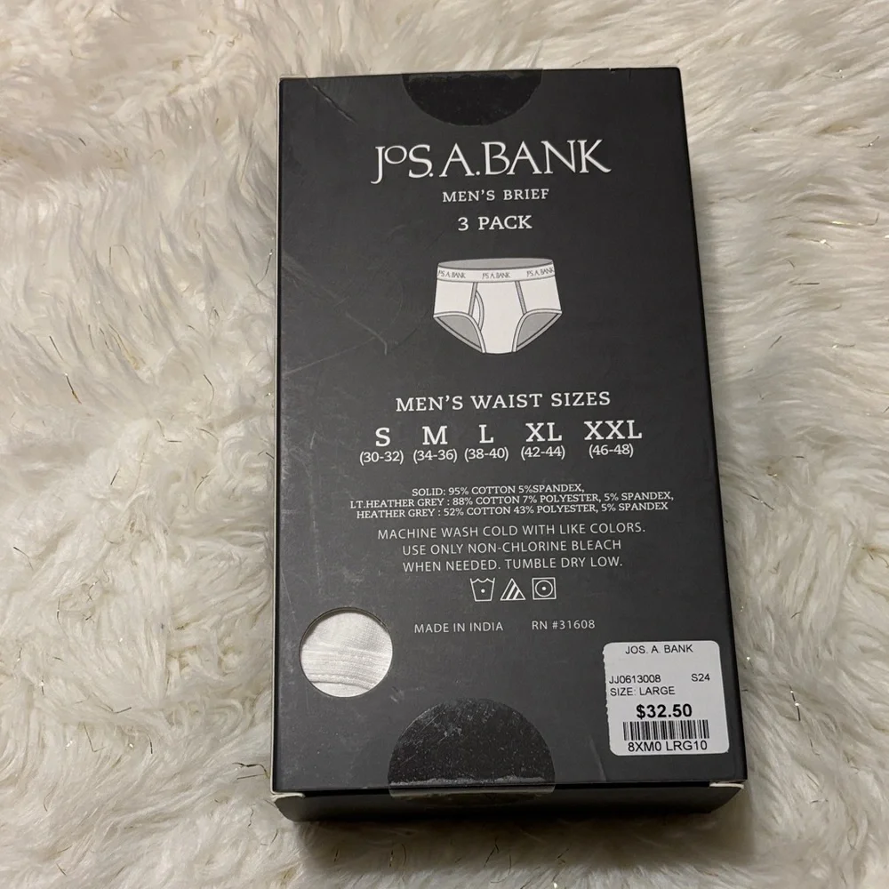 Jos. A. Bank Men's Briefs 3 Pack - Pure White - Picture 2 of 5